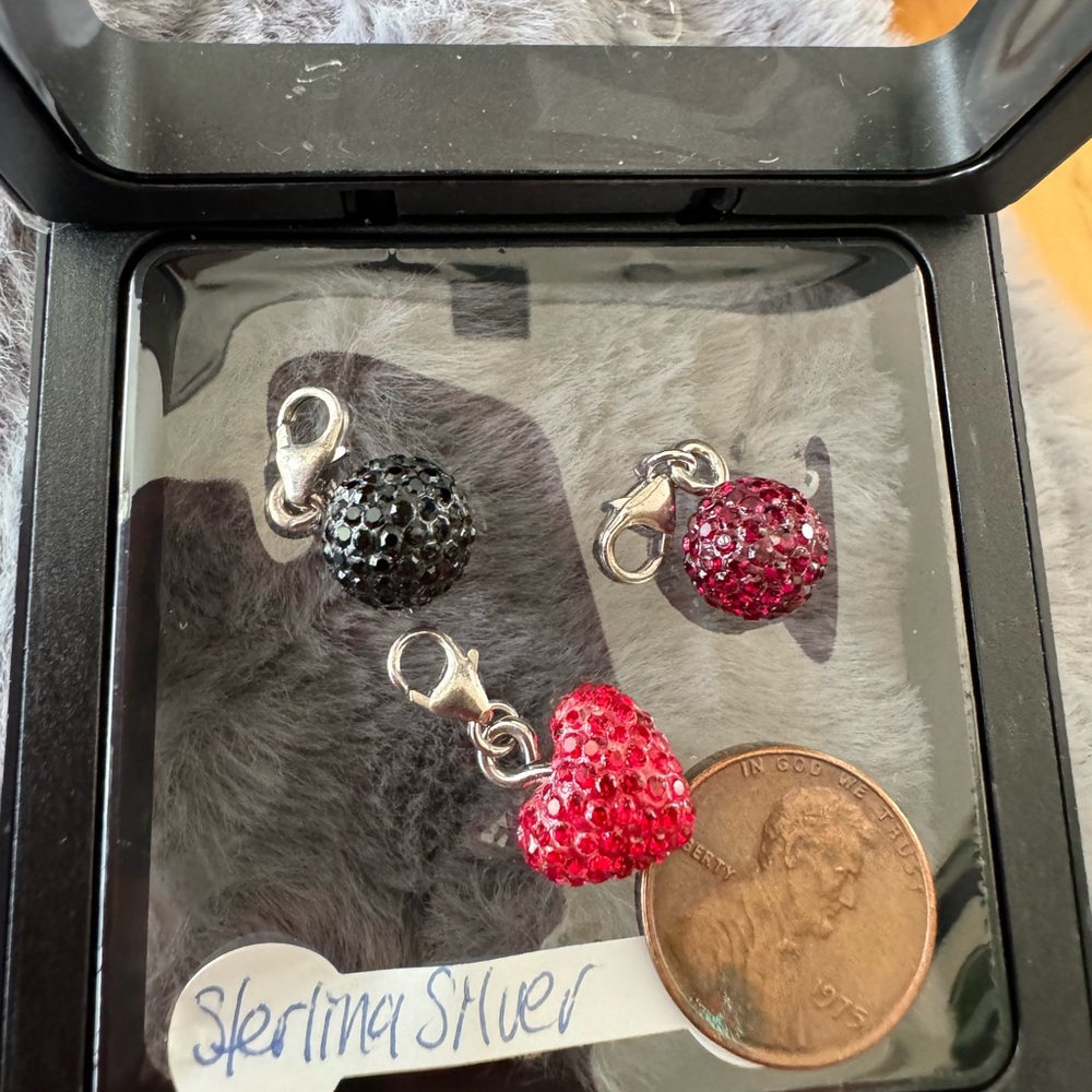 Carlo Biagi, Sterling Silver Hanging Charms , with CZ colored stones BUNDLE OF 3